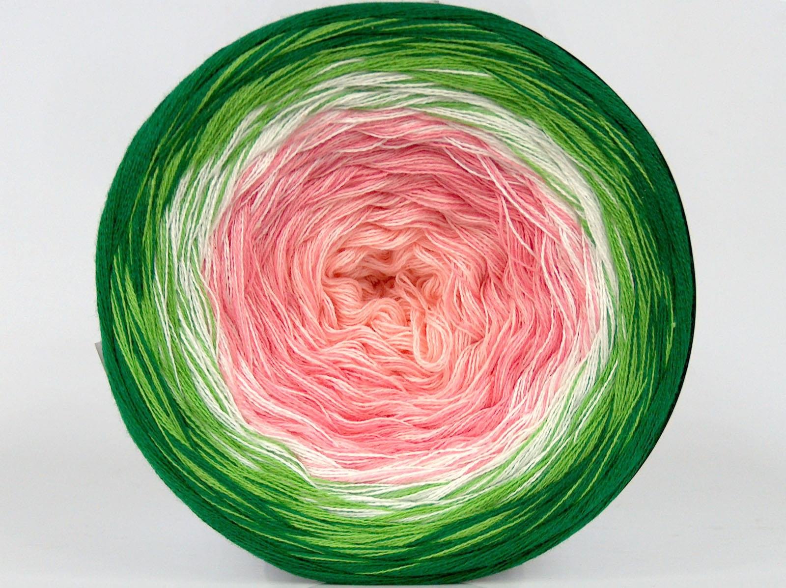 250 gr ICE YARNS CAKES COTTON FINE (50% Cotton) Yarn Pink Shades White Green Shades
