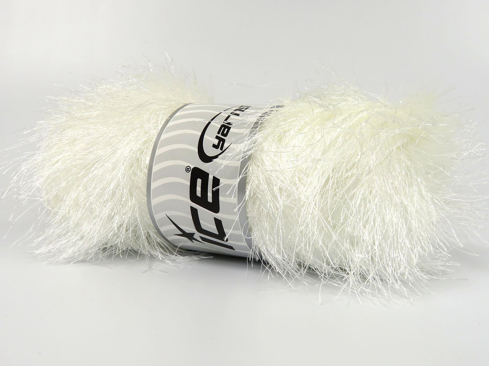 400 gr ICE YARNS EYELASH BULKY 400GR Hand Knitting Yarn White