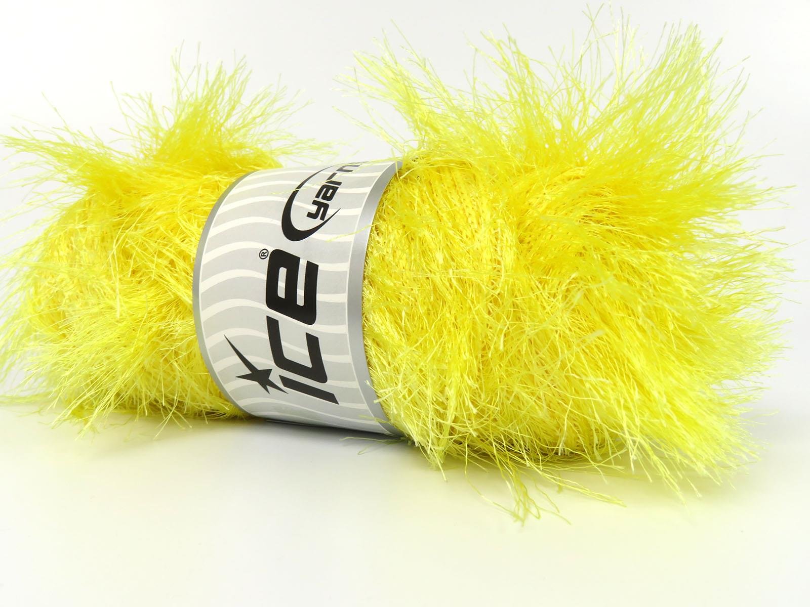 400 gr ICE YARNS EYELASH BULKY 400GR Hand Knitting Yarn Light Yellow