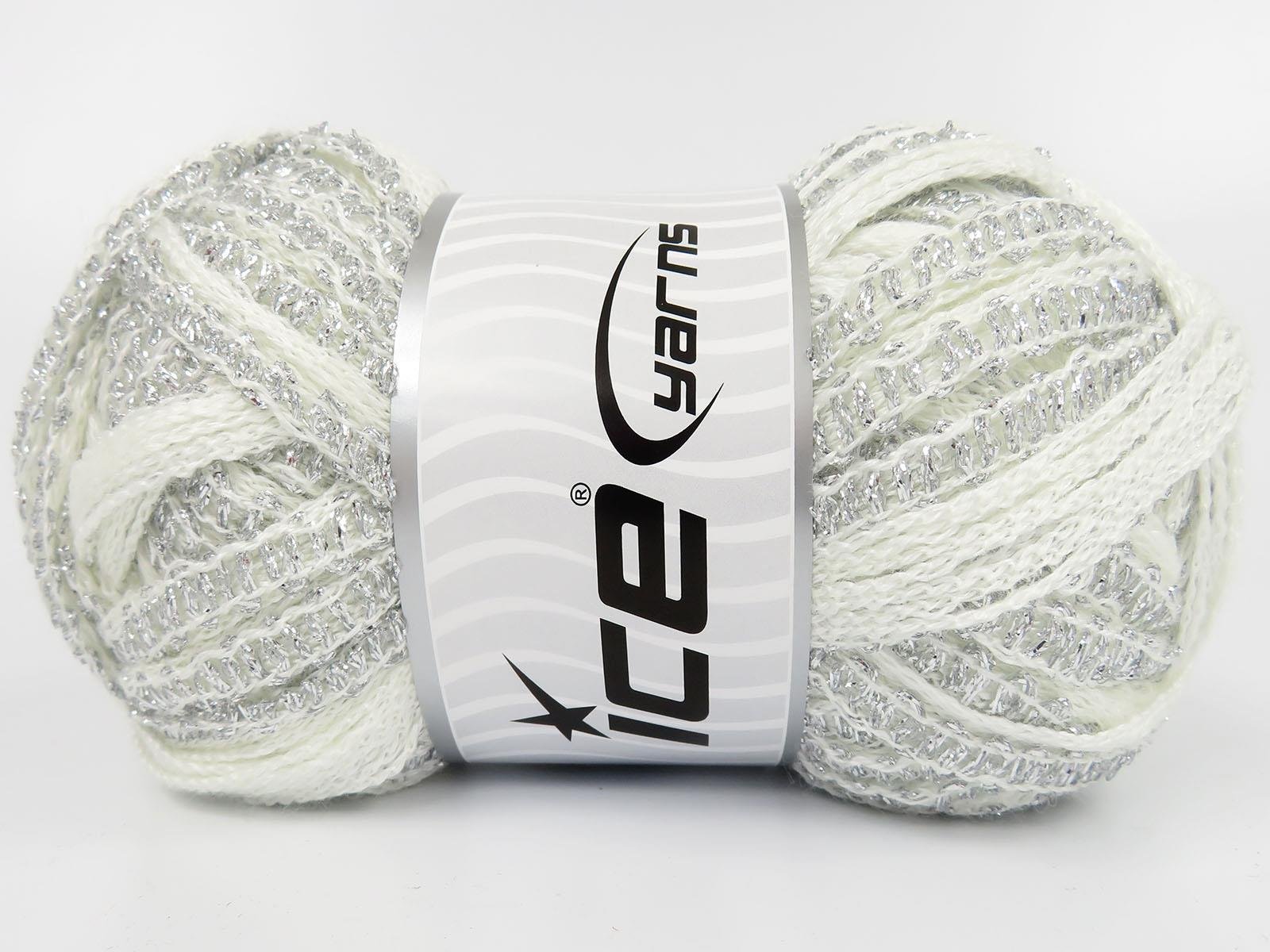 4x100gr. FLAMENCO Ekru Simli, Akrilik Fular - Şal, Metalik Simli, Kışlık, Çok Kalın, Akrilik