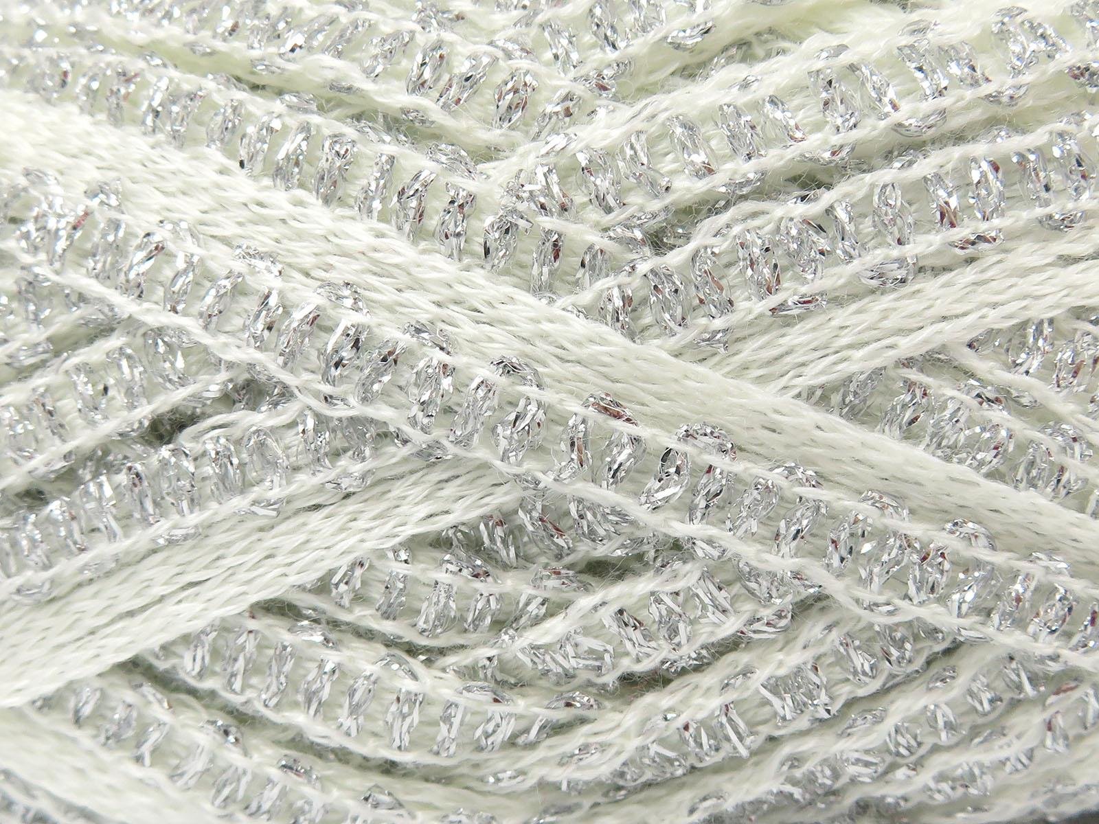 4x100gr. FLAMENCO Ekru Simli, Akrilik Fular - Şal, Metalik Simli, Kışlık, Çok Kalın, Akrilik