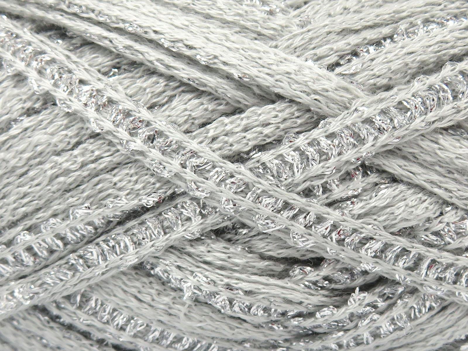 4x100gr. FLAMENCO Gri Simli, Akrilik Fular - Şal, Metalik Simli, Kışlık, Çok Kalın, Akrilik