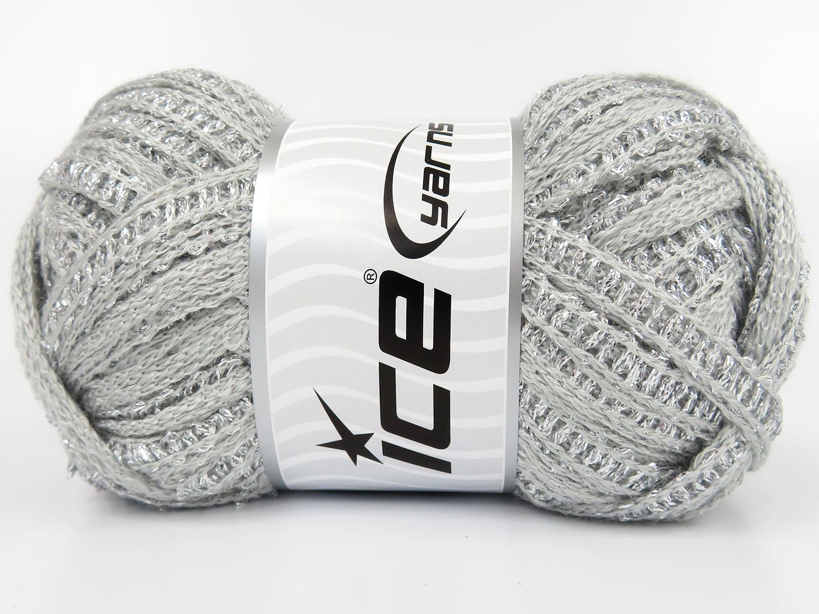 4x100gr. FLAMENCO Gri Simli, Akrilik Fular - Şal, Metalik Simli, Kışlık, Çok Kalın, Akrilik