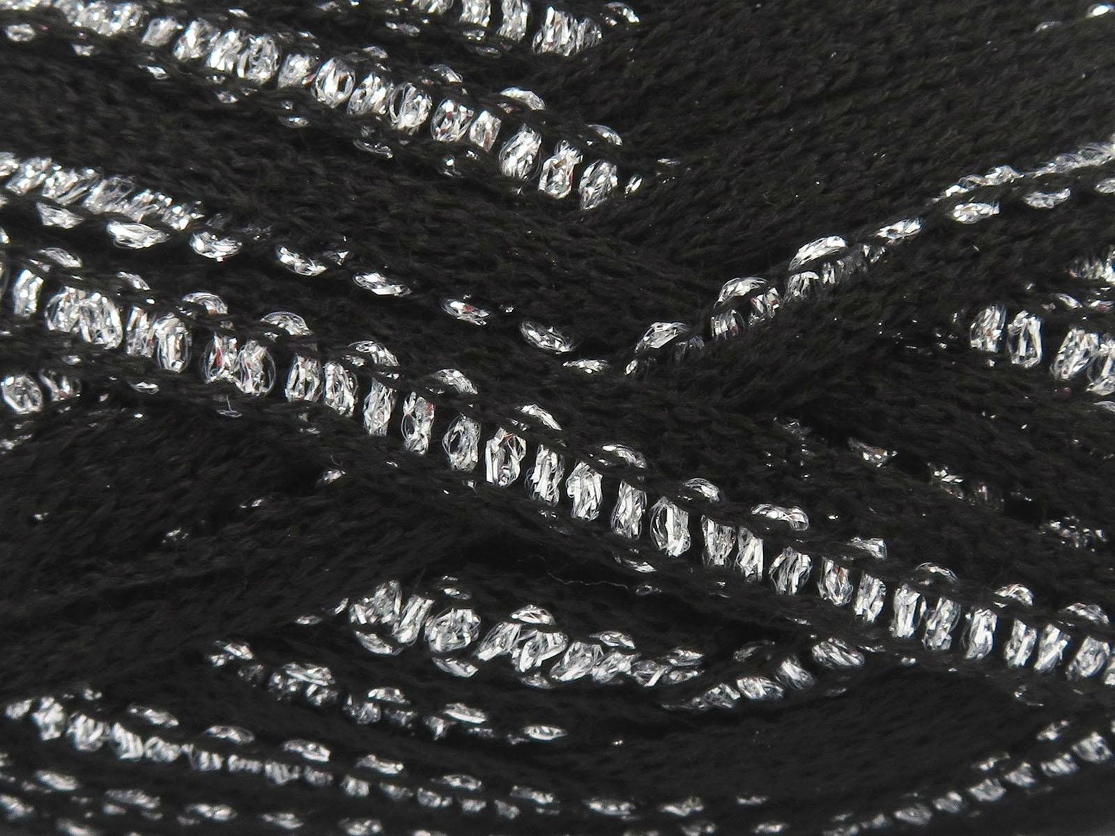 4x100gr. FLAMENCO Siyah Simli, Akrilik Fular - Şal, Metalik Simli, Kışlık, Çok Kalın, Akrilik