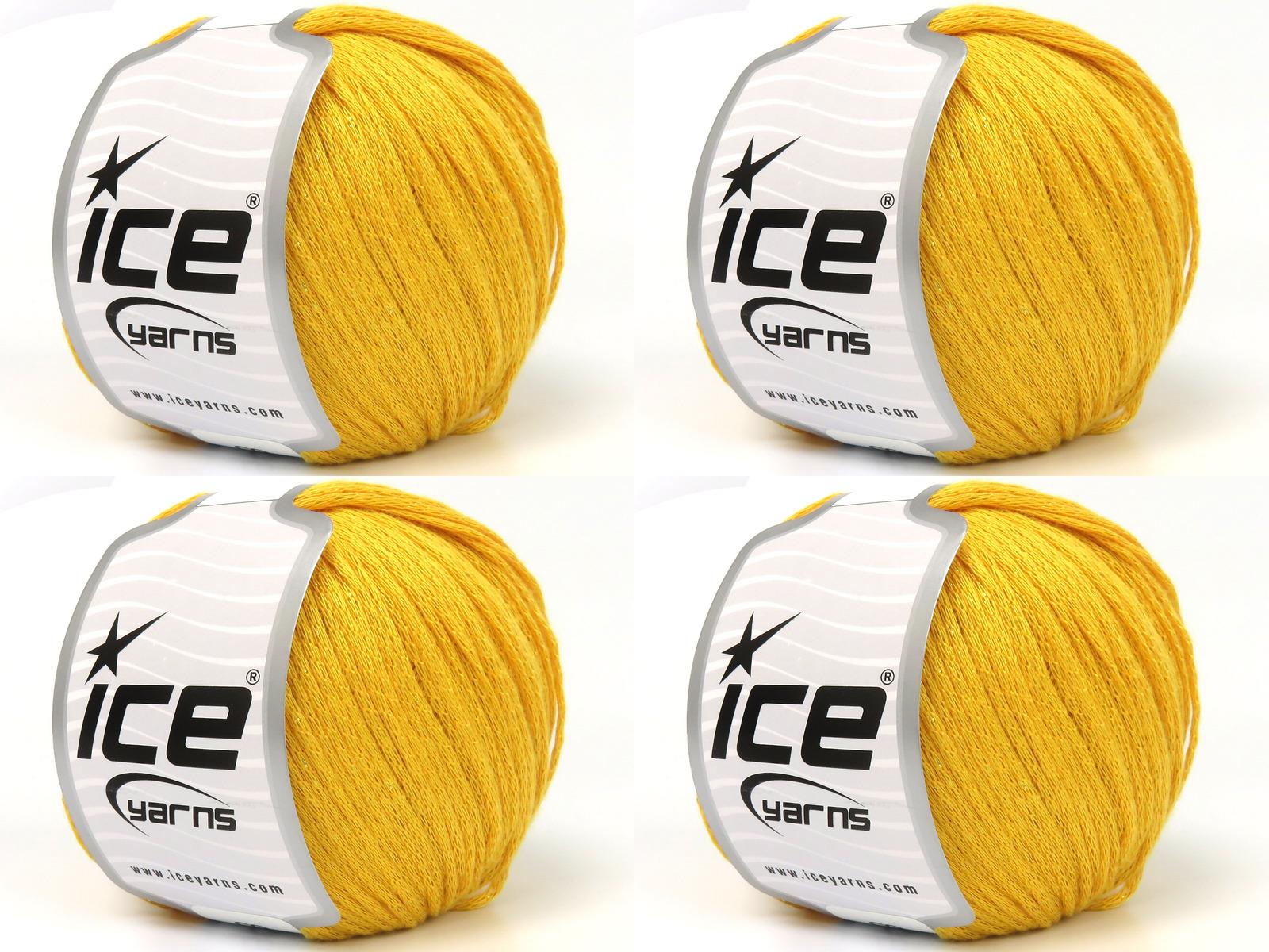 4x100gr. VISCOSE GLITZ Metalik Simli, Viskon Sarı Metalik Simli, Viskon, Yazlık İplikler