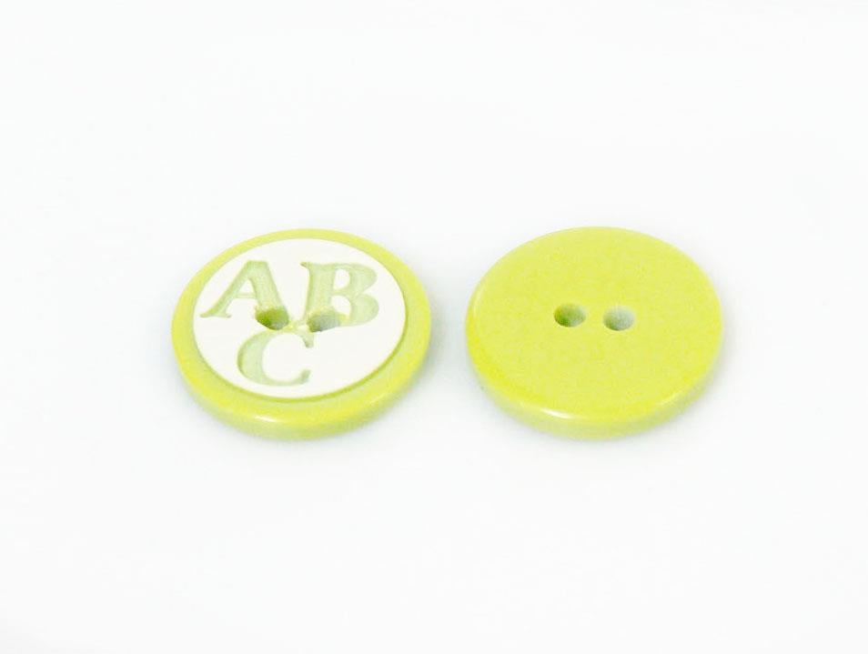 5 ABC Figure Buttons Green 15 mm diameter