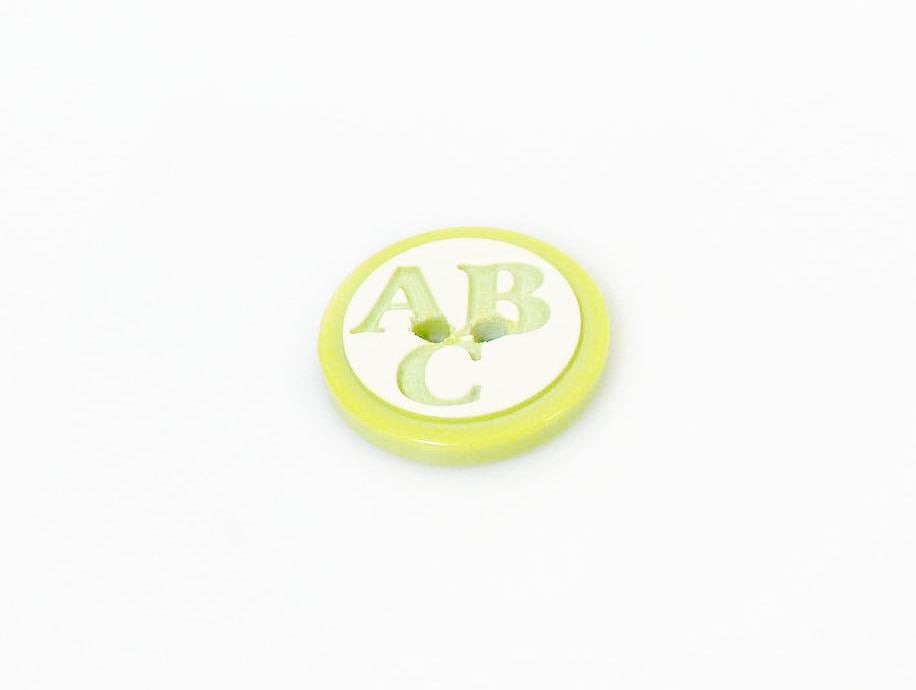 5 ABC Figure Buttons Green 15 mm diameter
