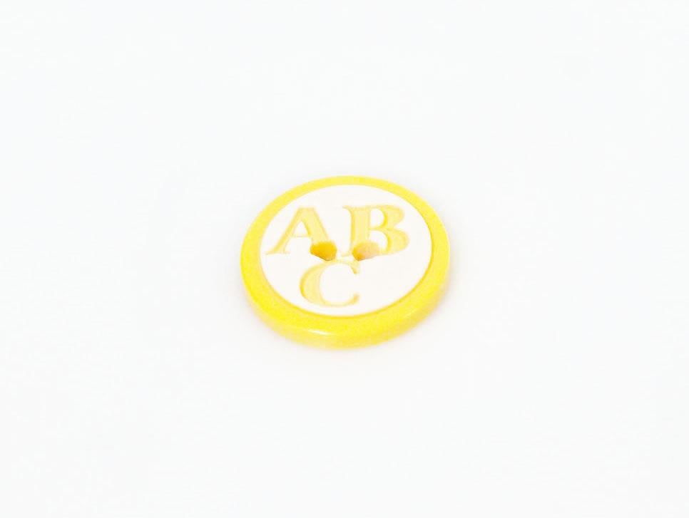 5 ABC Figure Buttons Yellow 15 mm diameter
