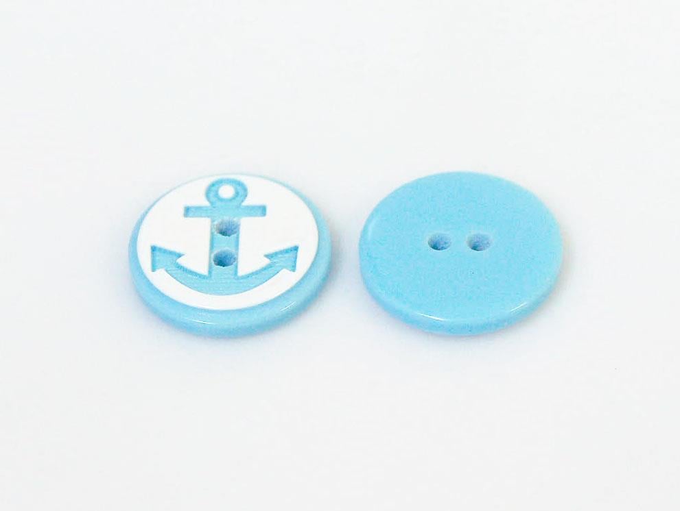 5 Anchor Figure Buttons Light Blue 15 mm diameter