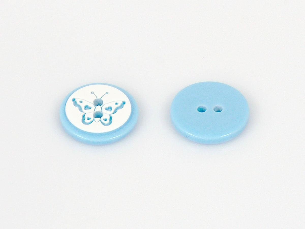 5 Butterfly Figure Buttons Blue 15mm long