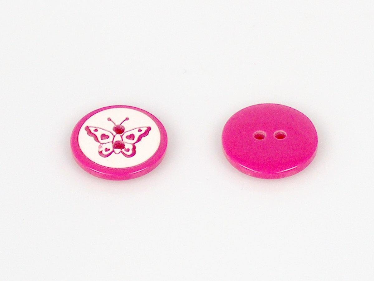 5 Butterfly Figure Buttons Fuchsia 15mm long