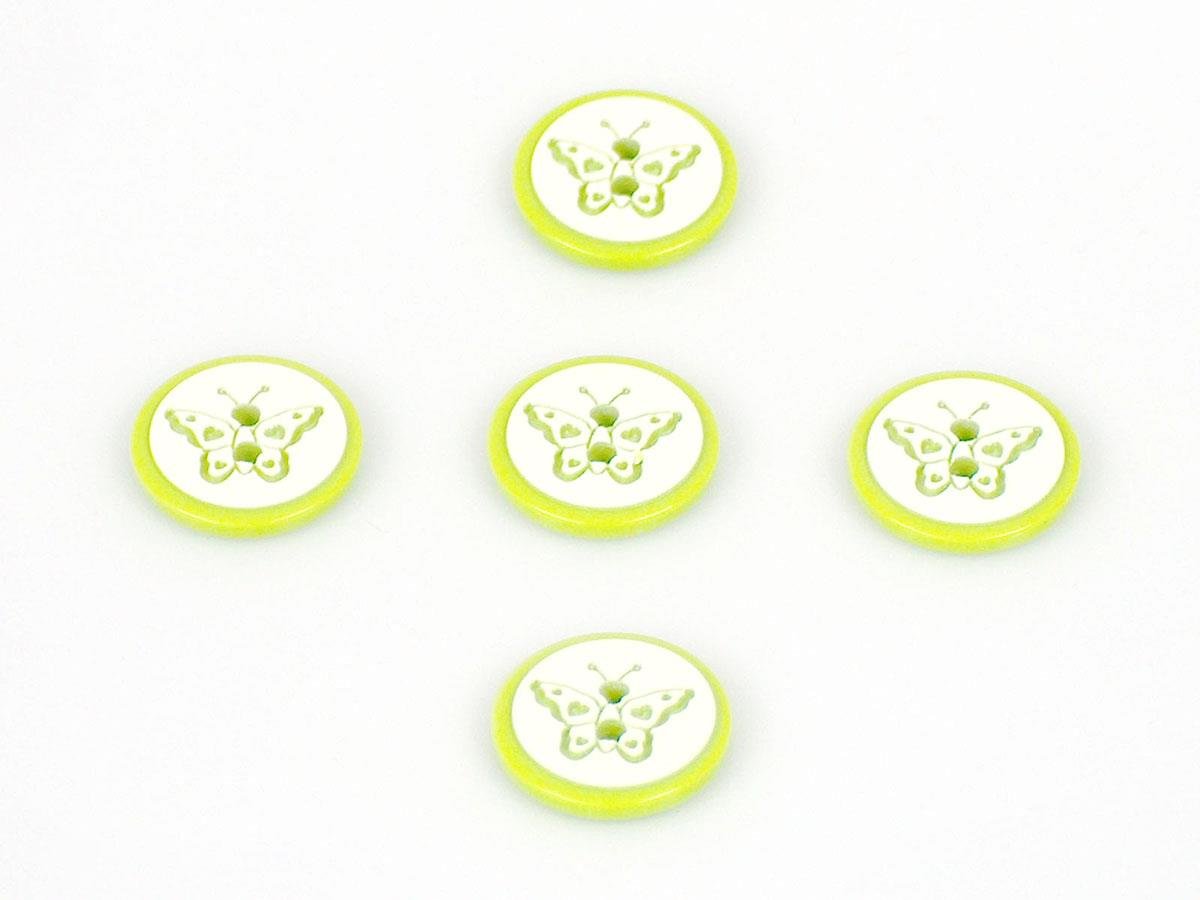 5 Butterfly Figure Buttons Green 15mm long