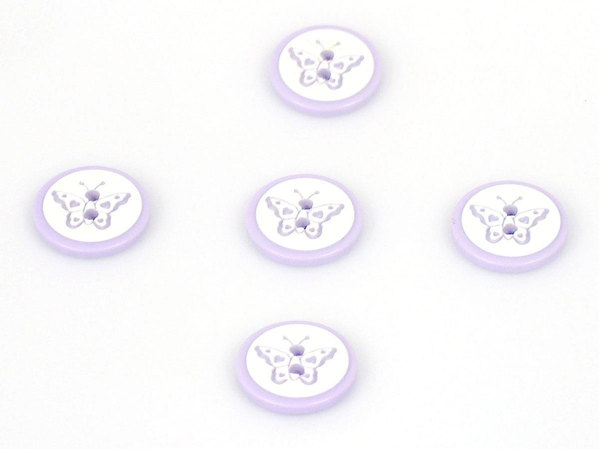 5 Butterfly Figure Buttons Lilac 15mm long