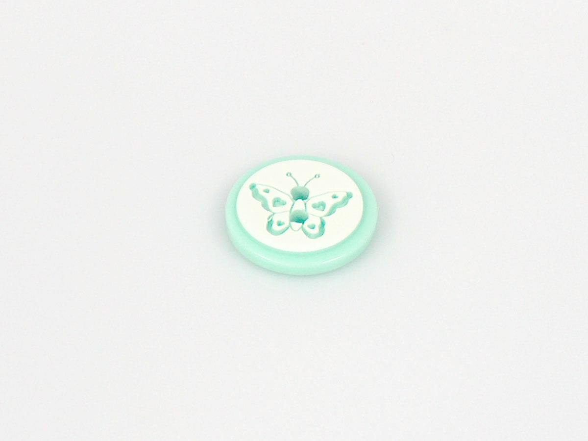 5 Butterfly Figure Buttons Mint Green 15mm long
