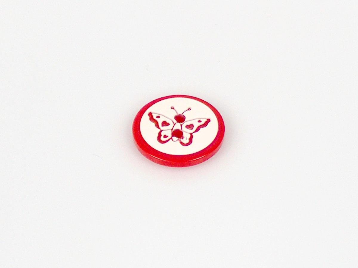 5 Butterfly Figure Buttons Red 15mm long