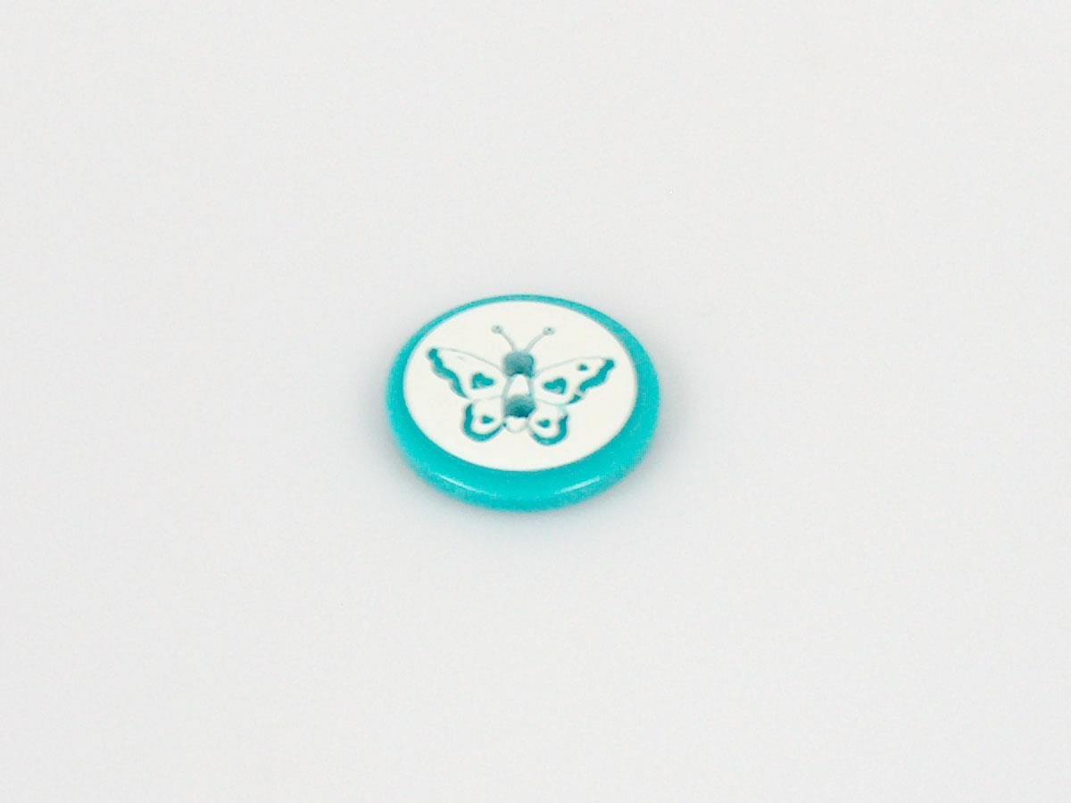 5 Butterfly Figure Buttons Turquoise 15mm long