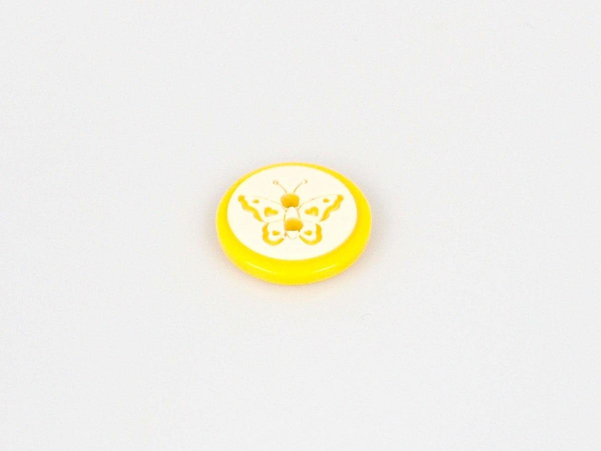 5 Butterfly Figure Buttons Yellow 15mm long