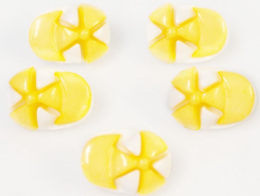 5 Cap Figure Buttons Dark Yellow, White 15mm long
