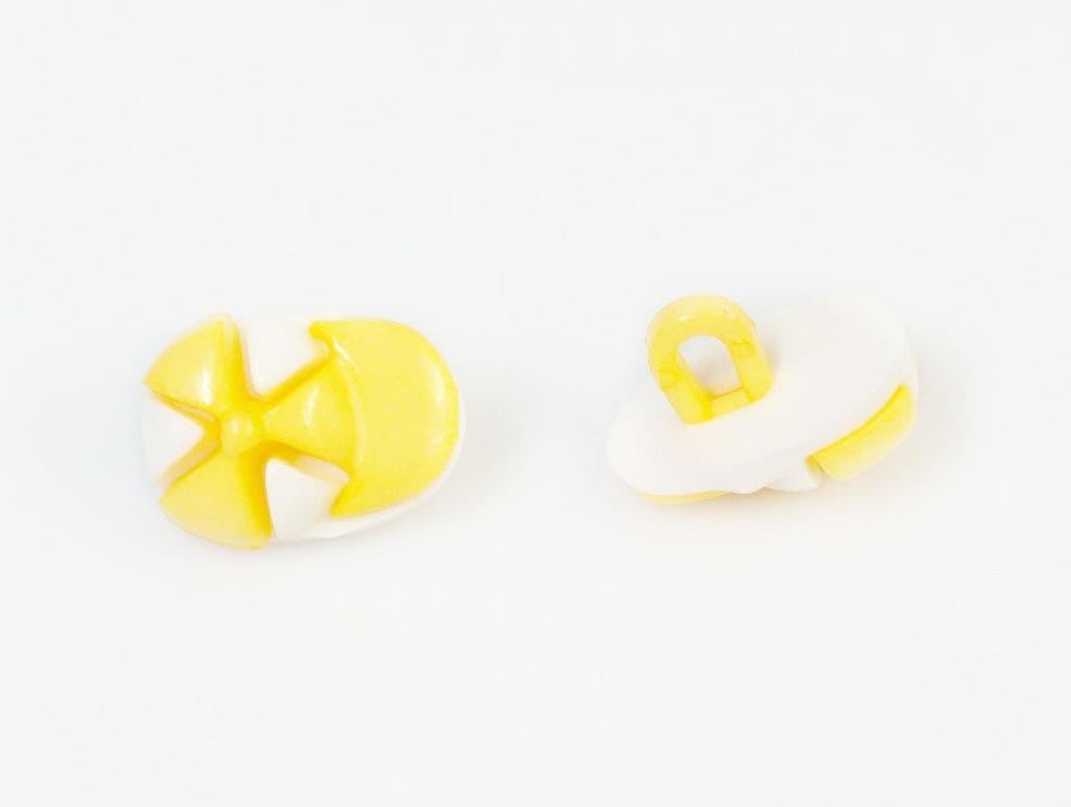 5 Cap Figure Buttons Dark Yellow, White 15mm long