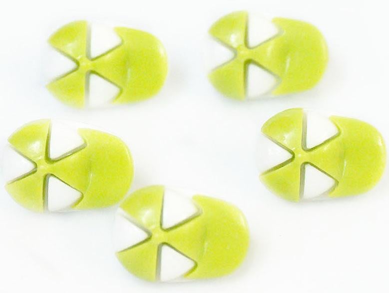 5 Cap Figure Buttons Olive Green, White 15mm long