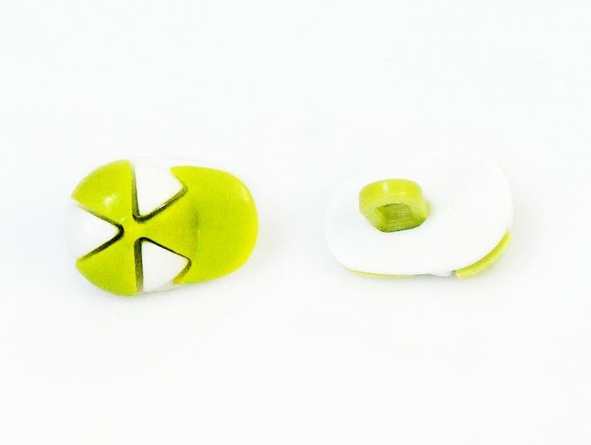 5 Cap Figure Buttons Olive Green, White 15mm long