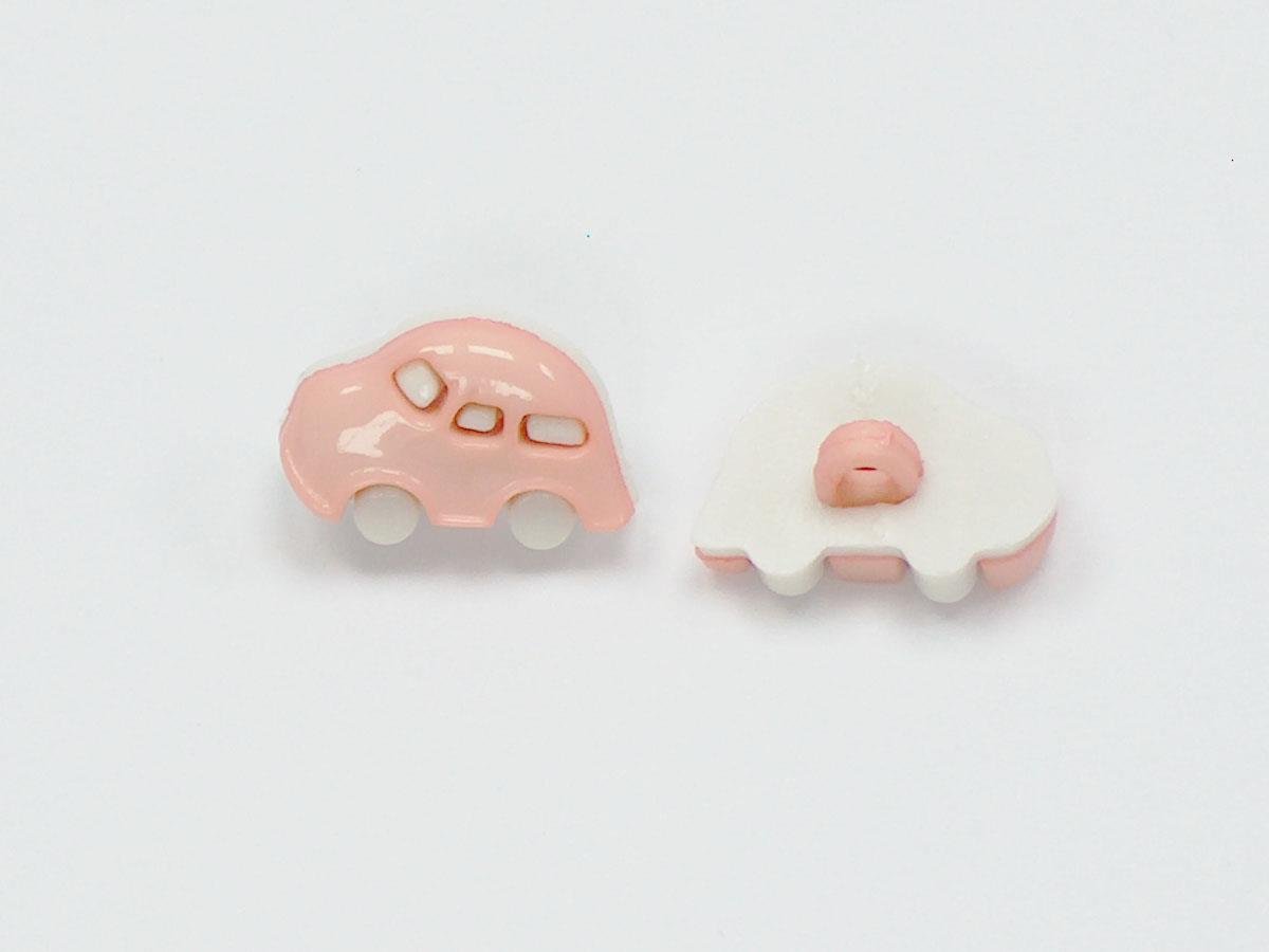 5 Car Figure Buttons Antique Pink, White 15mm long
