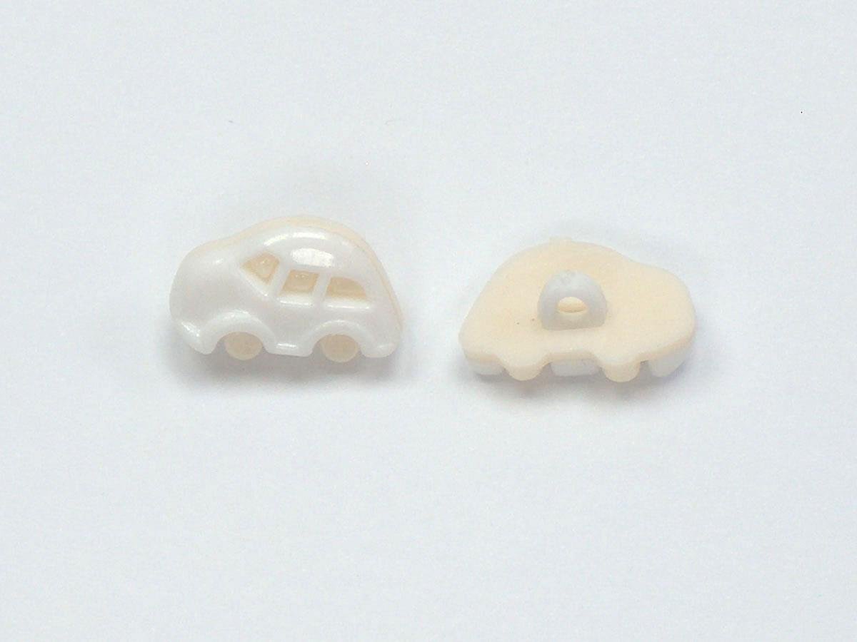 5 Car Figure Buttons Cream, White 15mm long