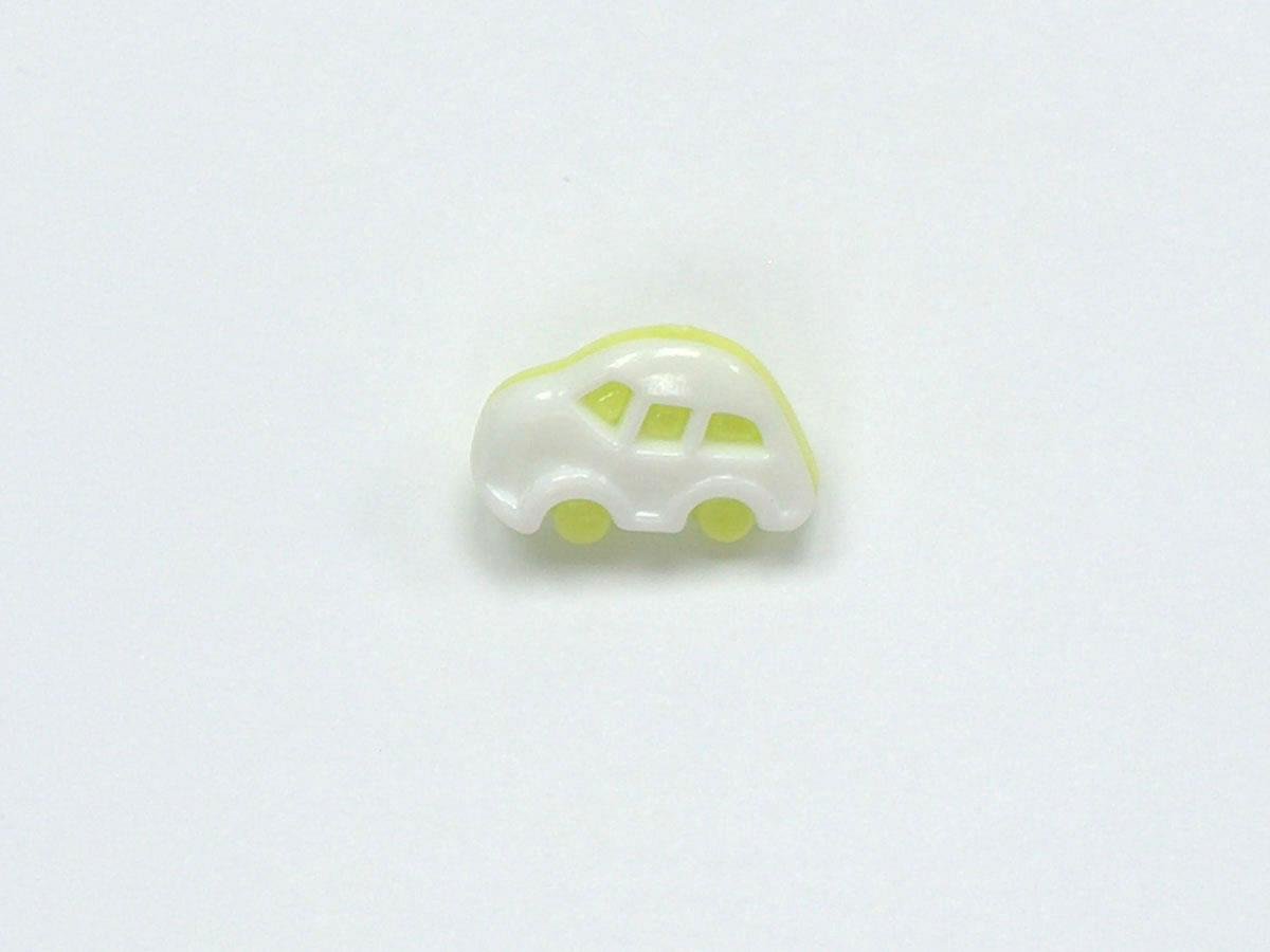 5 Car Figure Buttons Light Green, White 15mm long