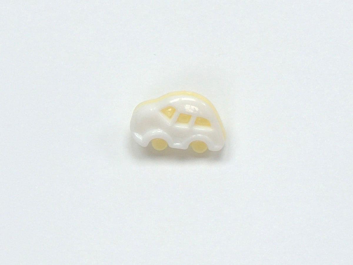 5 Car Figure Buttons Light Yellow, White 15mm long