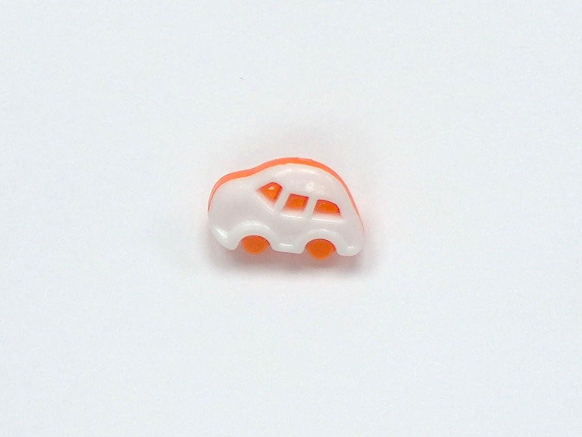 5 Car Figure Buttons Orange, White 15mm long