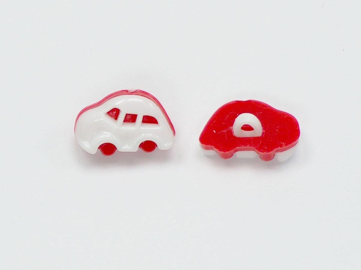 5 Car Figure Buttons Red, White 15mm long