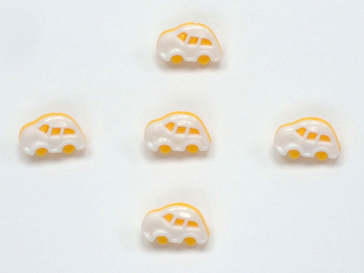 5 Car Figure Buttons Yellow, White 15mm long