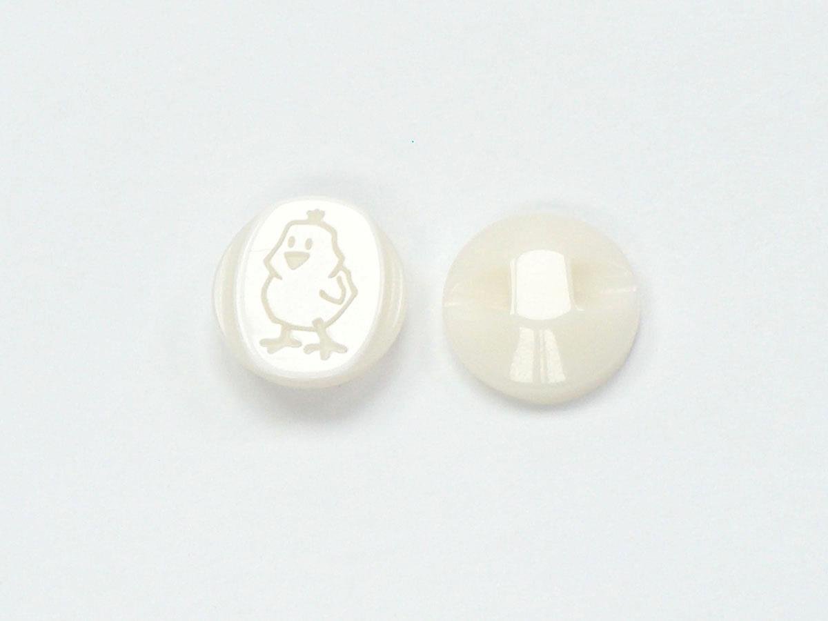 5 Chick Figure Buttons White 15mm long