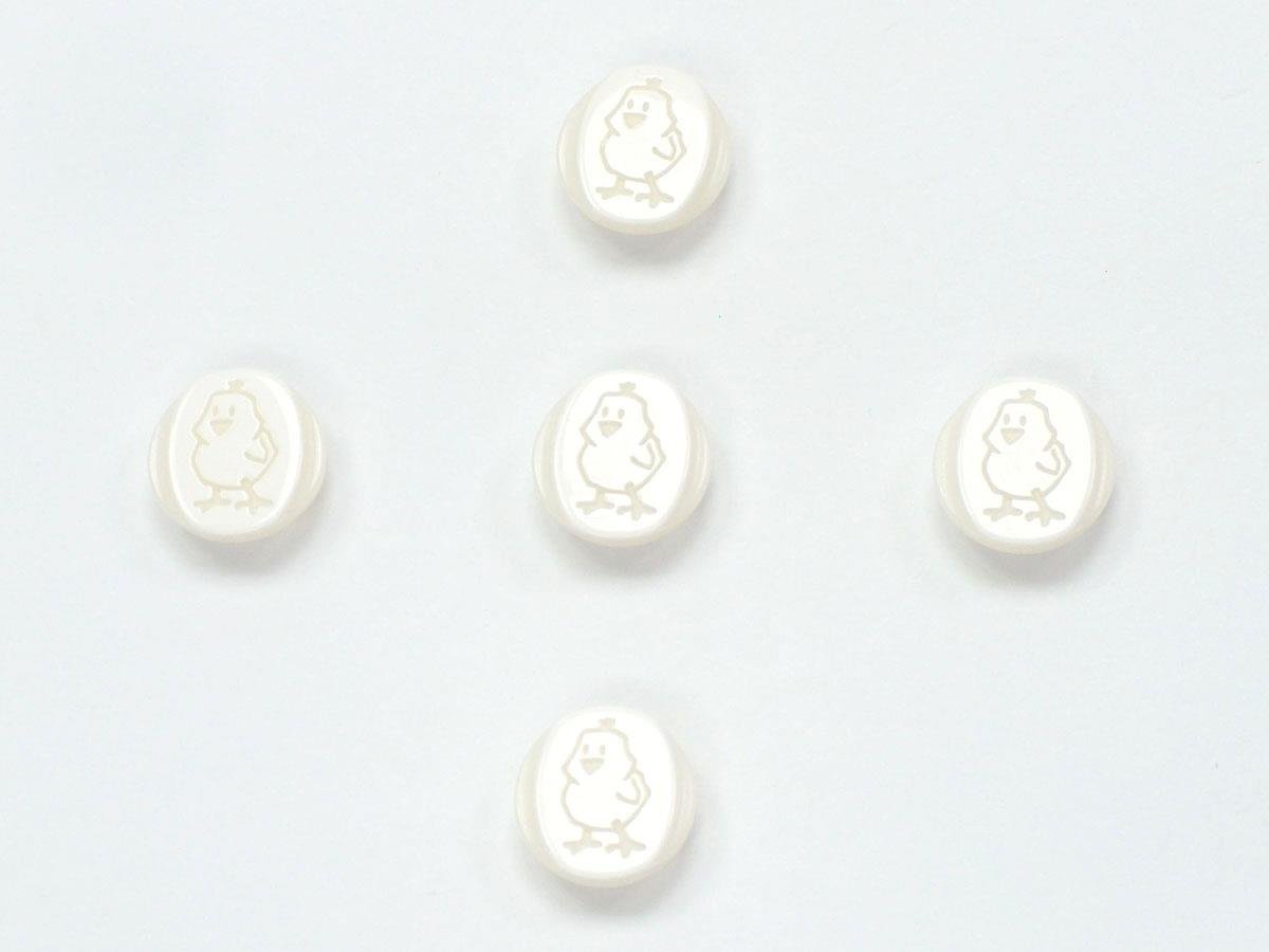 5 Chick Figure Buttons White 15mm long