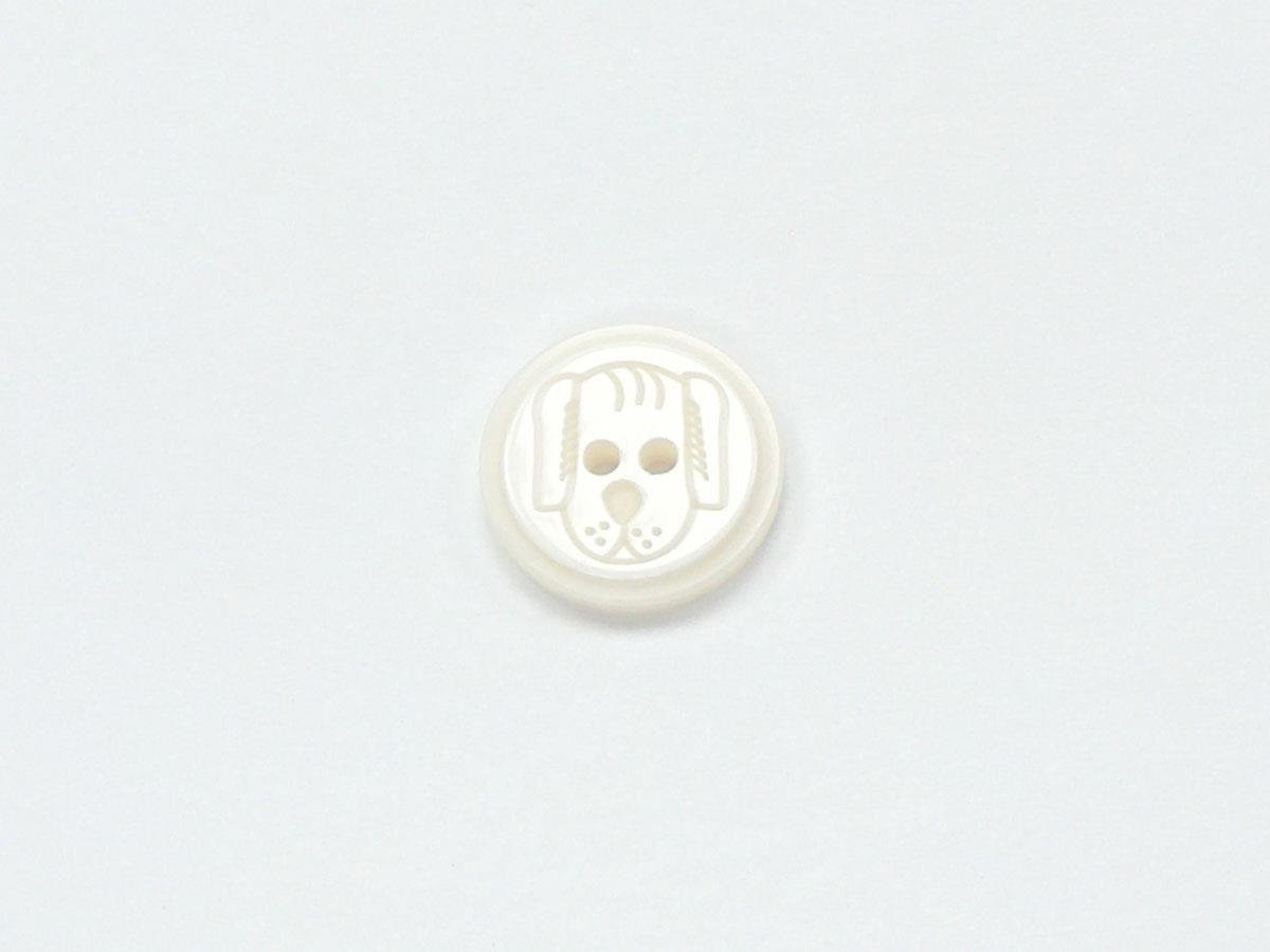 5 Dog Face Figure Buttons White 15mm long