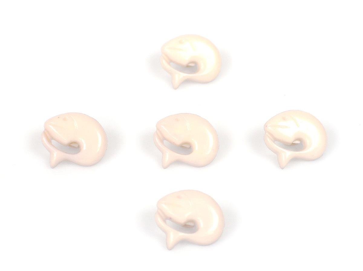 5 Dolphin Figure Buttons Beige 15mm long