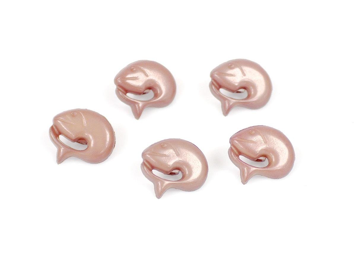 5 Dolphin Figure Buttons Brown 15mm long