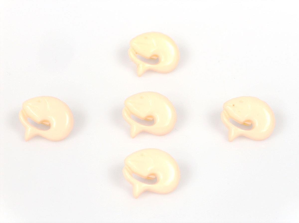 5 Dolphin Figure Buttons Dark Cream 15mm long