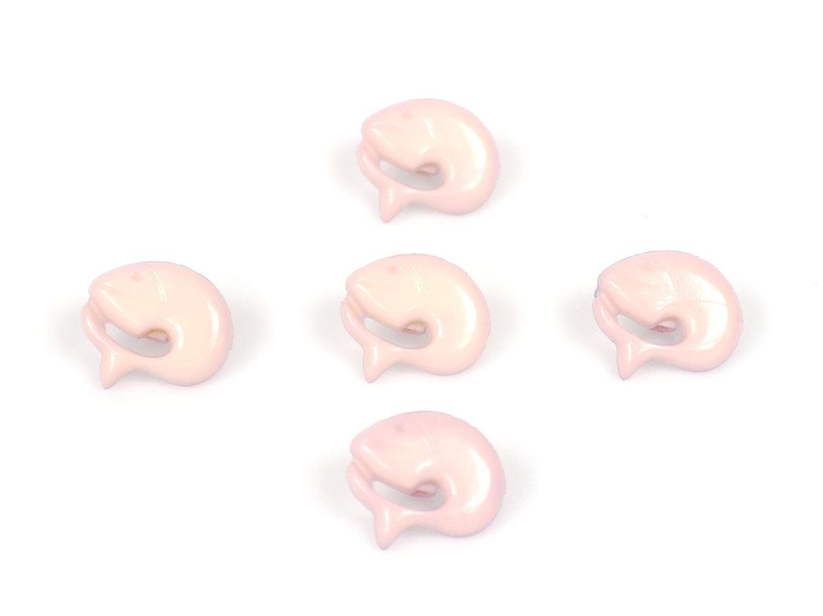 5 Dolphin Figure Buttons Light Lilac 15mm long