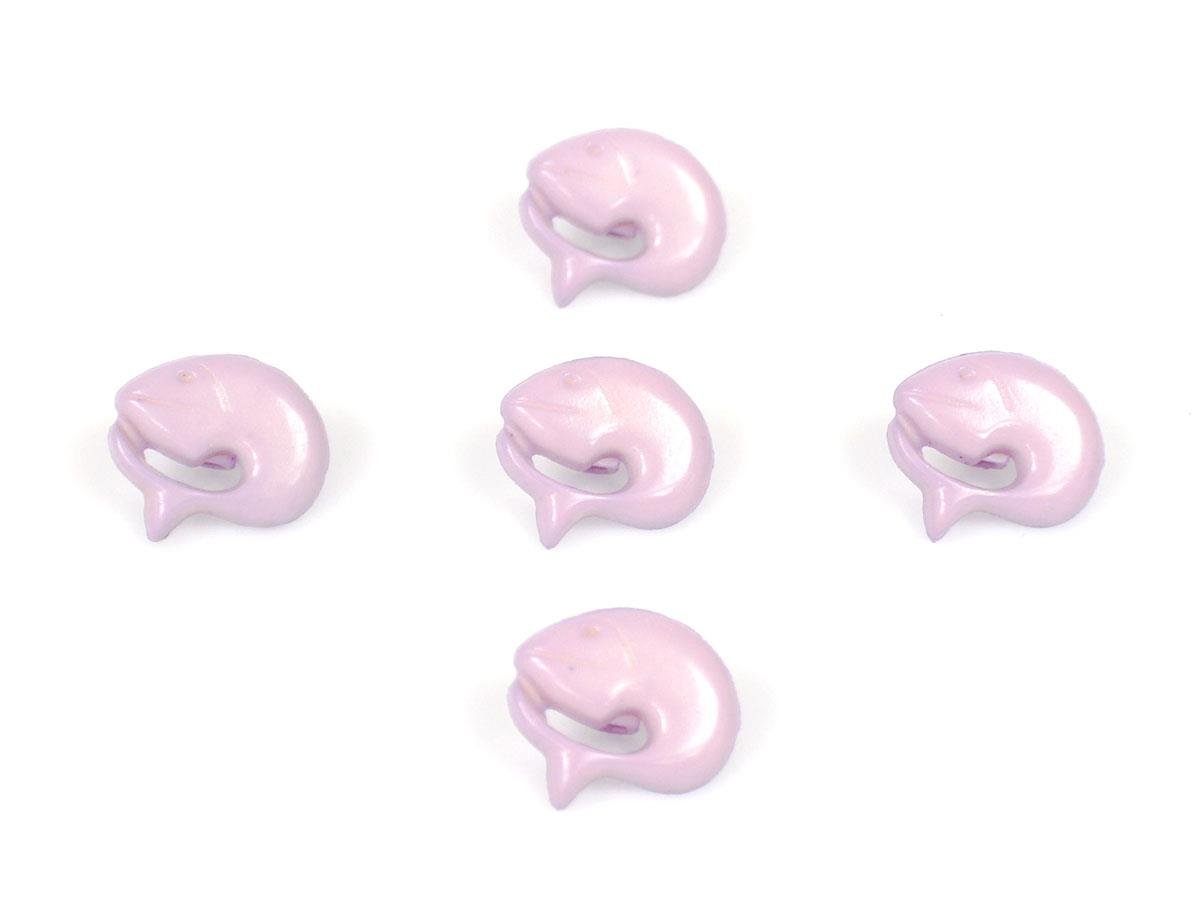 5 Dolphin Figure Buttons Lilac 15mm long