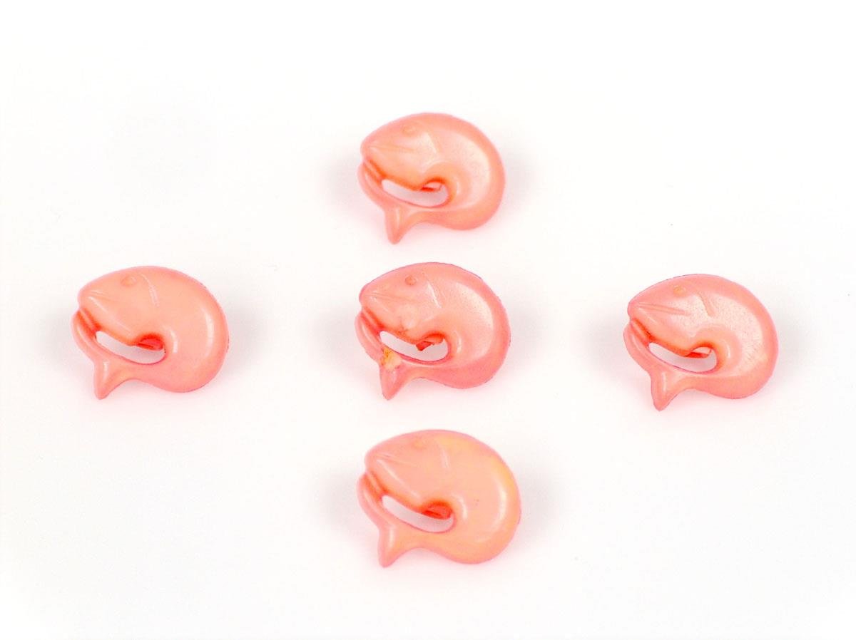 5 Dolphin Figure Buttons Pink 15mm long