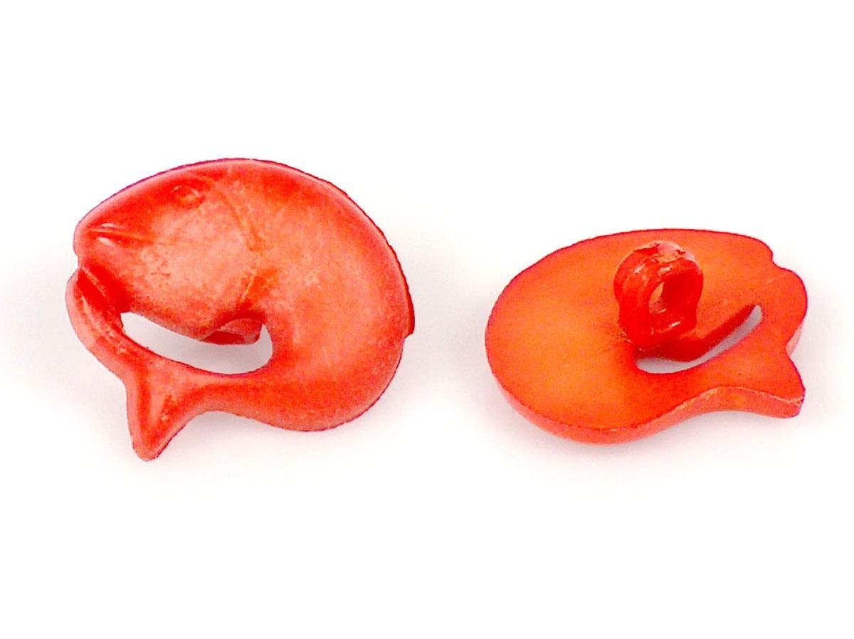5 Dolphin Figure Buttons Red 15mm long