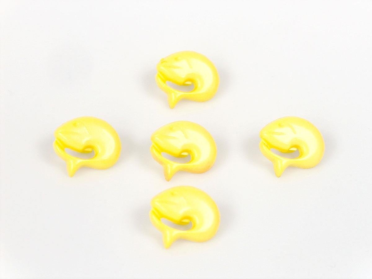 5 Dolphin Figure Buttons Yellow 15mm long