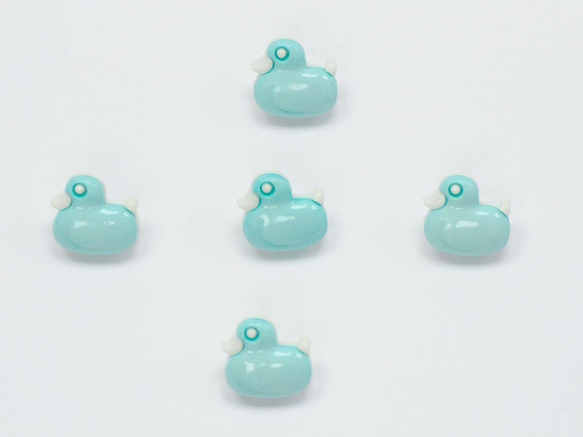 5 Duck Figure Buttons Light Turquoise 15mm long