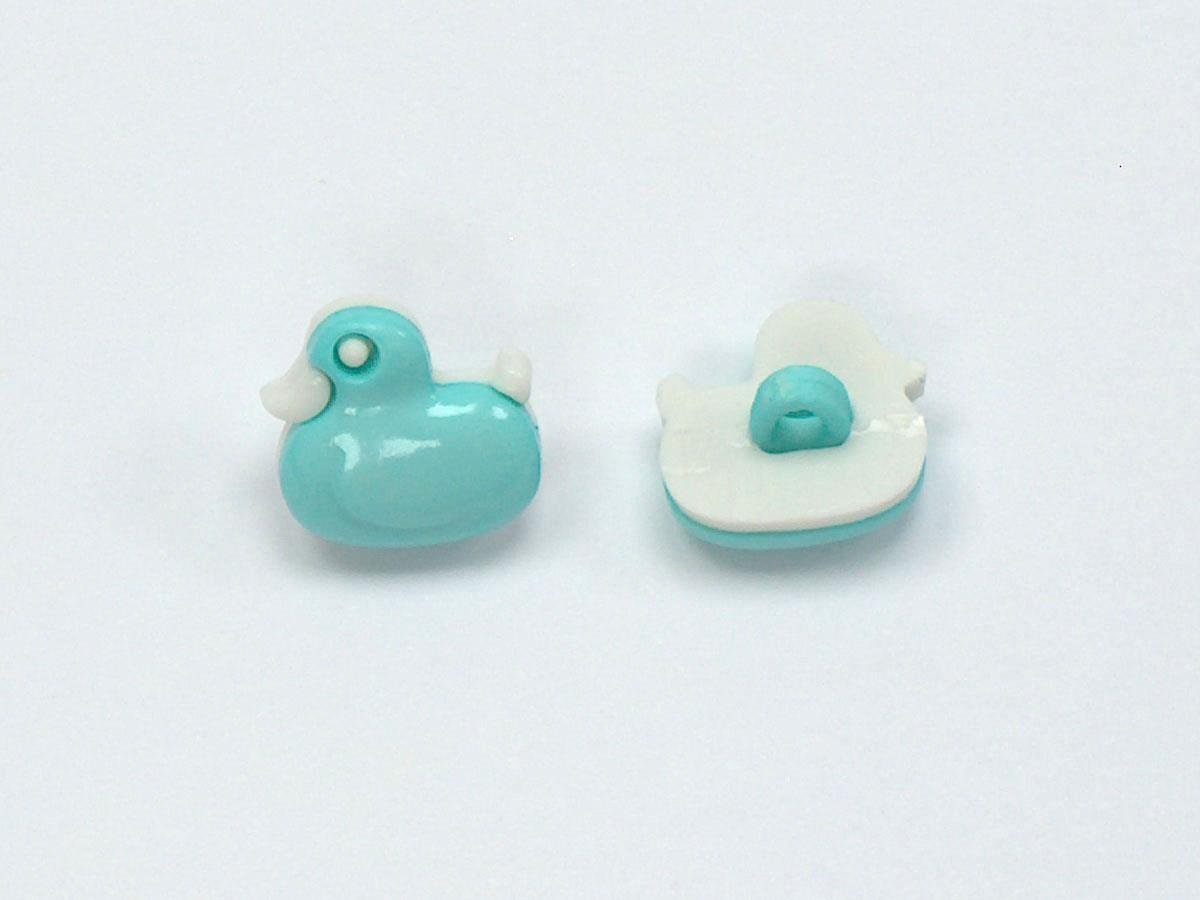 5 Duck Figure Buttons Light Turquoise 15mm long