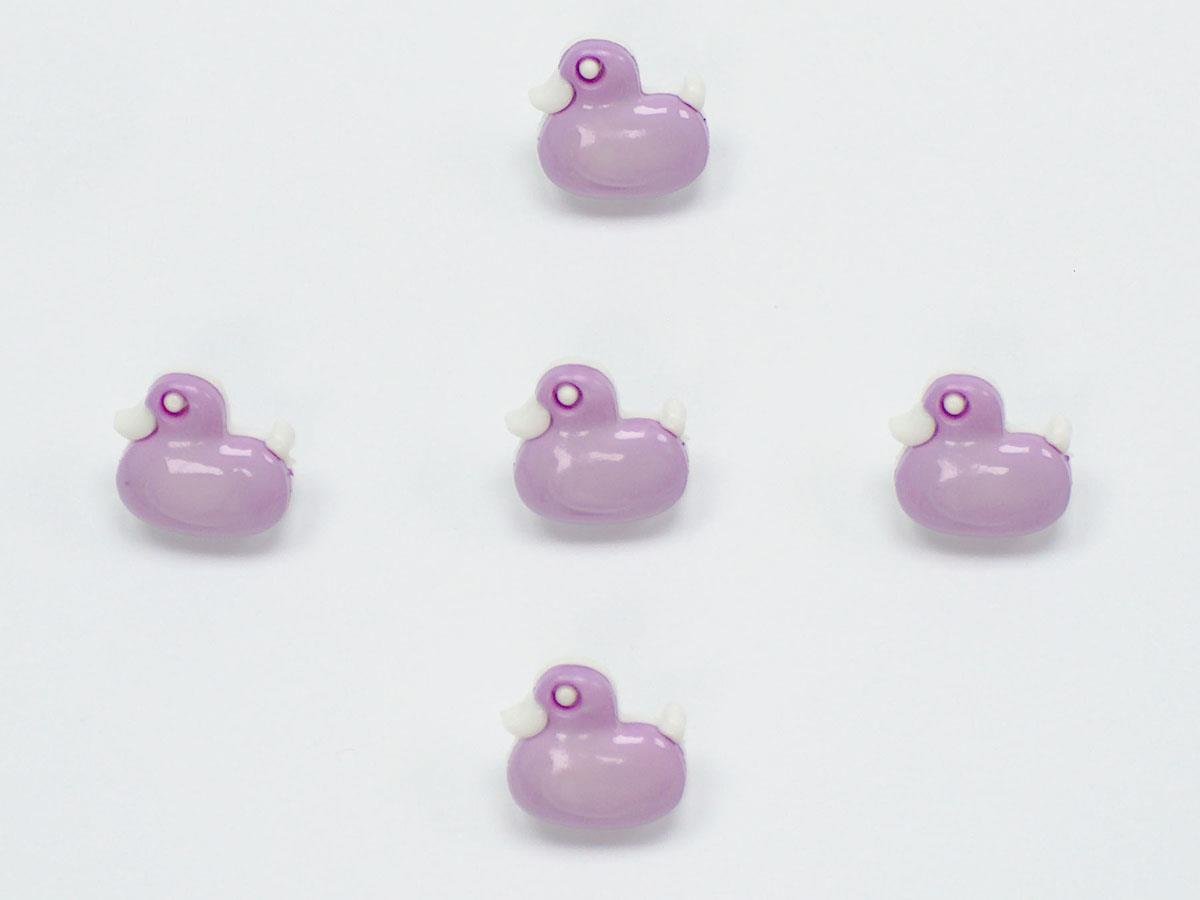 5 Duck Figure Buttons Lilac 15mm long