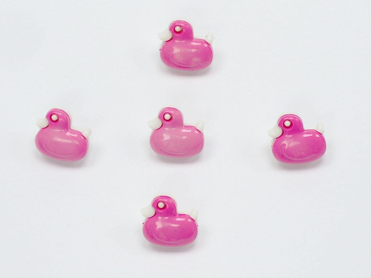 5 Duck Figure Buttons Pink 15mm long