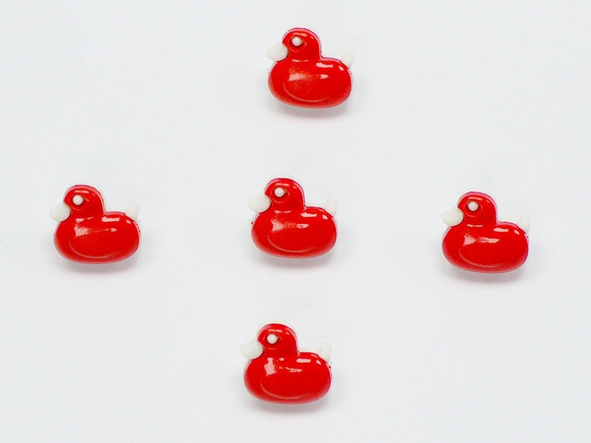 5 Duck Figure Buttons Red 15mm long