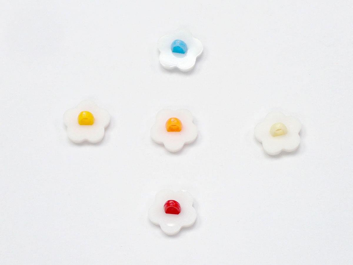 5 Flower Figure Buttons Mixed Lot 15mm long