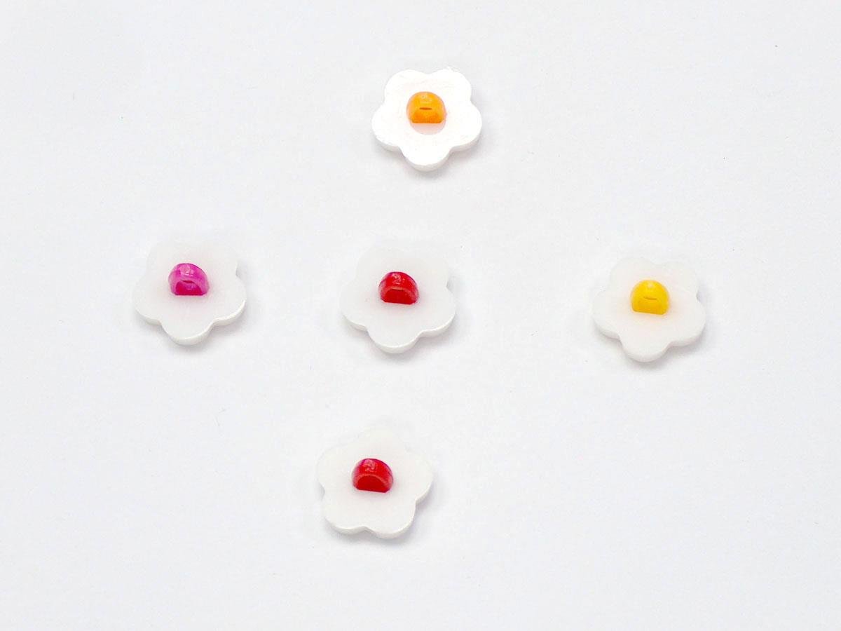 5 Flower Figure Buttons Mixed Lot 15mm long